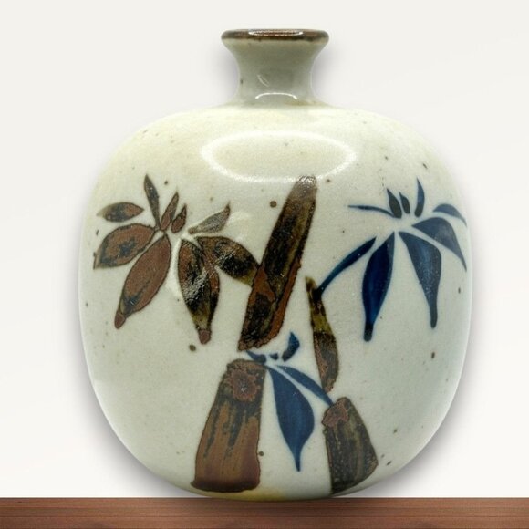 Handcrafted Vintage Ceramic Vase Bamboo Design - 4 In Tall Decorative - Picture 1 of 7